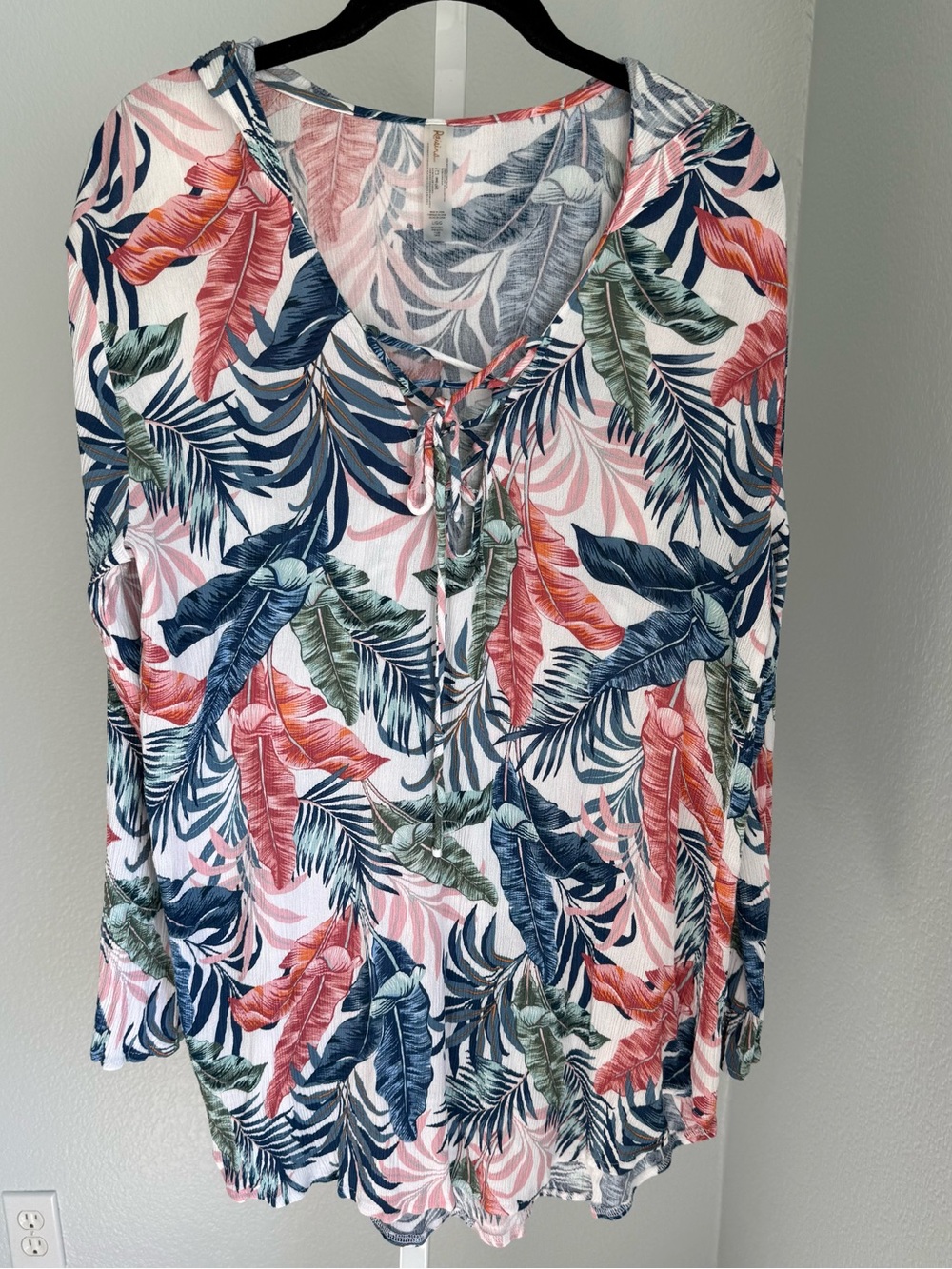 Raisins Blue/Pink/ Coral Hooded Cover Up Swim Top Womens Large